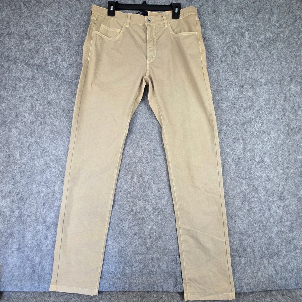 Ballin Crescent Nailshead Pants Mens 35 Khaki Modern Fit Cotton Stretch Trousers